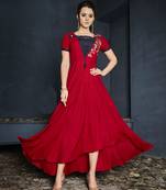 Navy-blue embroidered rayon party-wear-kurtis