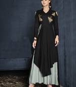 Black embroidered rayon party-wear-kurtis