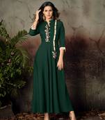 Green embroidered rayon party-wear-kurtis