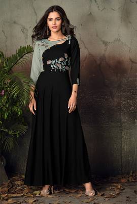 Black embroidered rayon party-wear-kurtis 1