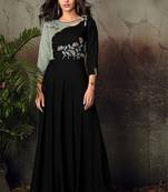 Black embroidered rayon party-wear-kurtis