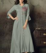 Grey embroidered rayon party-wear-kurtis