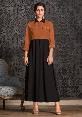 Black embroidered rayon party-wear-kurtis 1