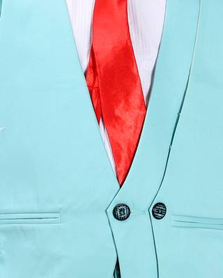Green plain silk blend boys-suit 4
