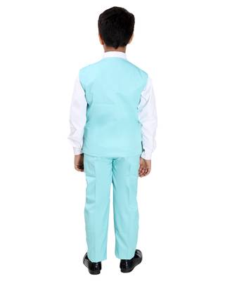 Green plain silk blend boys-suit 5