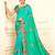 Turquoise Embroidered Silk Blend Saree With Blouse