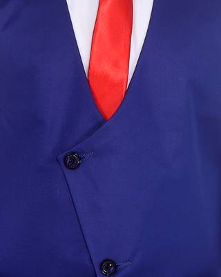 Blue plain silk blend boys-suit 4