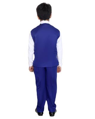 Blue plain silk blend boys-suit 5