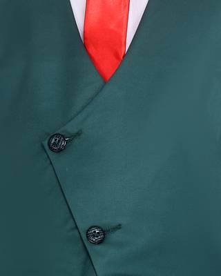 Green plain silk blend boys-suit 4