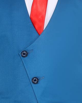 Turquoise plain silk blend boys-suit 4