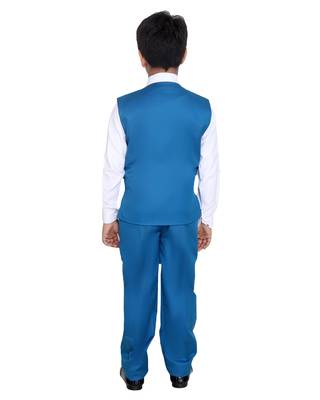 Turquoise plain silk blend boys-suit 5