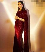Red embroidered georgette saree with blouse