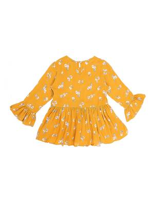 Yellow Plain Cotton Kids Tops 2