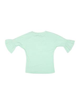 Green Printed Cotton Kids Tops 2