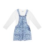 Blue Printed Blended Cotton Girls Dresses