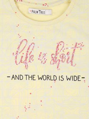 Yellow Printed Cotton Kids Tops 3