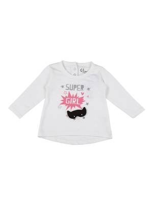 White Printed Cotton Girls Dresses 1