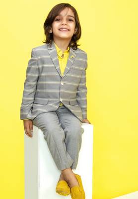 Grey Striped Blazer for Boys 1