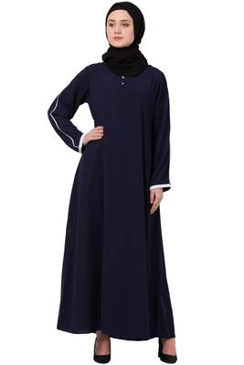 Navy Blue Matt Nida Plain Abaya 1