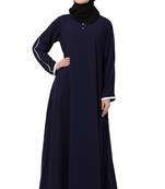 Navy Blue Matt Nida Plain Abaya