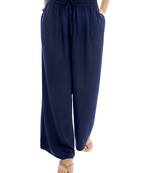Blue plain polyester palazzo-pants