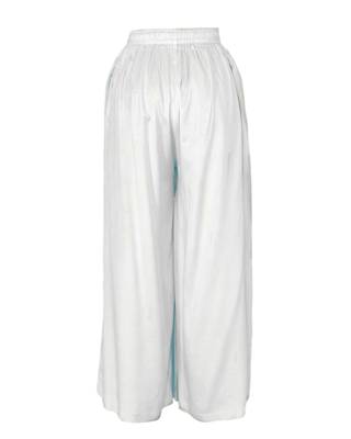 White plain polyester palazzo-pants 2