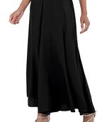 Black plain viscose palazzo-pants