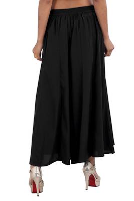 Black plain viscose palazzo-pants 2