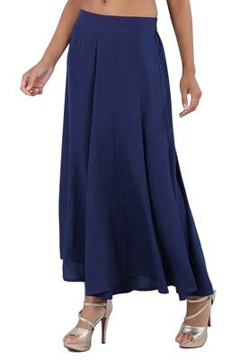 Blue plain viscose palazzo-pants 1