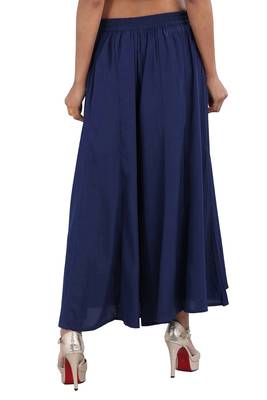 Blue plain viscose palazzo-pants 2