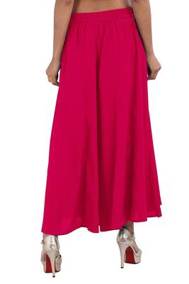 Magenta plain viscose palazzo-pants 2