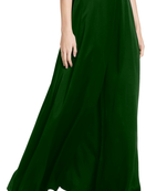 Green plain viscose palazzo-pants