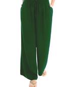 Green plain viscose palazzo-pants