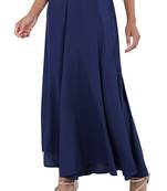 Blue plain polyester palazzo-pants