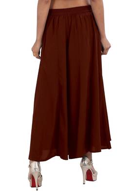 Maroon plain polyester palazzo-pants 2