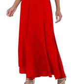 Red plain polyester palazzo-pants