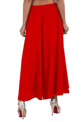 Red plain polyester palazzo-pants 2