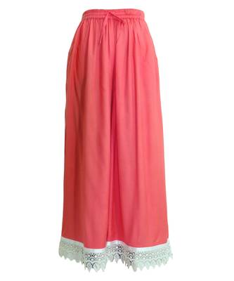 Pink plain viscose palazzo-pants 1