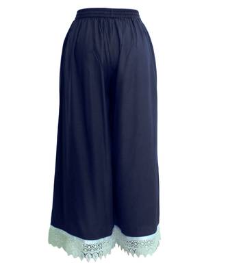 Blue plain polyester palazzo-pants 2