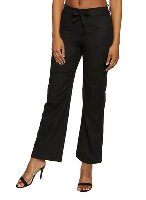 Black plain polyester trousers 1