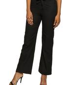 Black plain polyester trousers