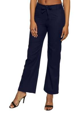 Blue plain polyester trousers 1