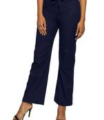 Blue plain polyester trousers