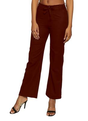 Maroon plain polyester trousers 1
