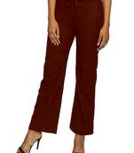 Maroon plain polyester trousers