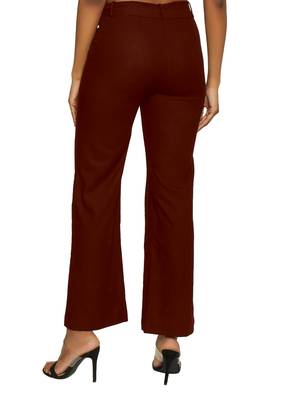 Maroon plain polyester trousers 2