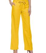 Mustard plain polyester trousers