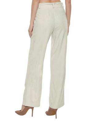 Off-white plain polyester trousers 2