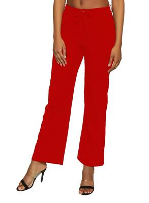 Red plain polyester trousers 1