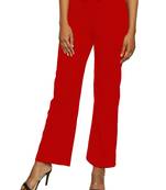 Red plain polyester trousers